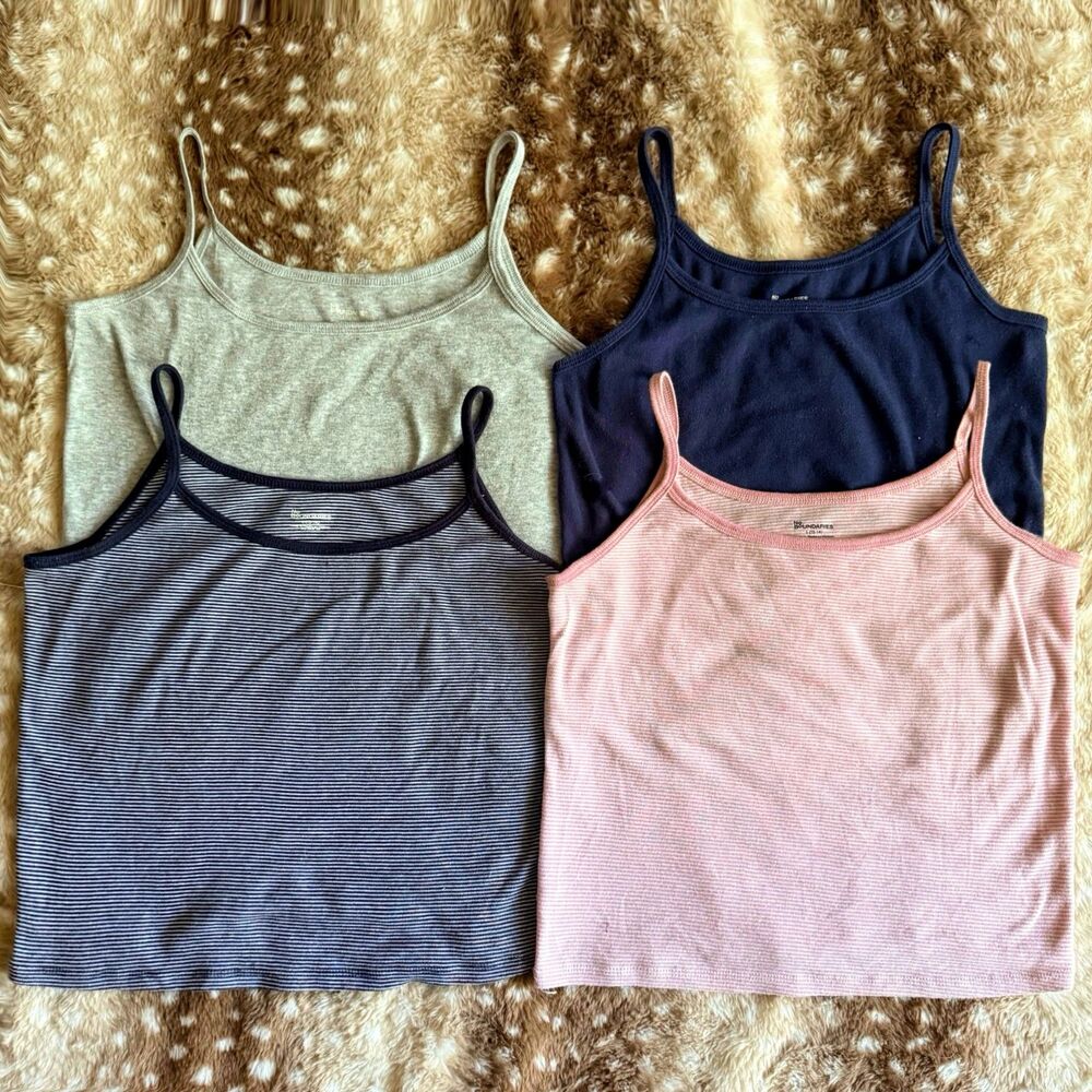 No Boundaries 4pack L tank top bundle stripe navy pink gray